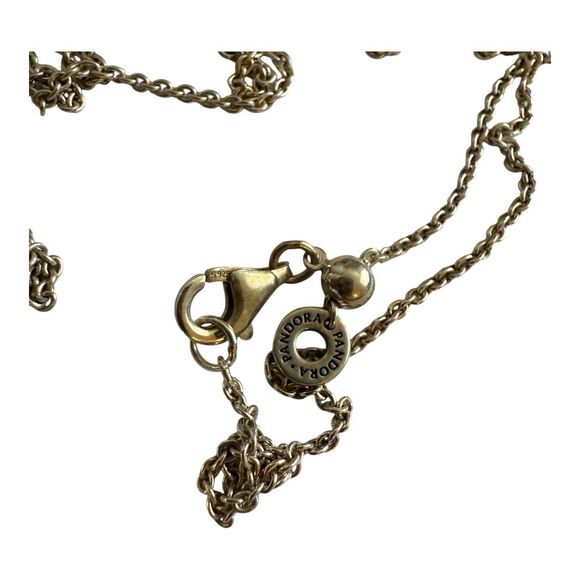 Pandora Spinning Hearts CZ & SS Necklace 13" Drop Adjustable New In Box - Picture 4 of 4